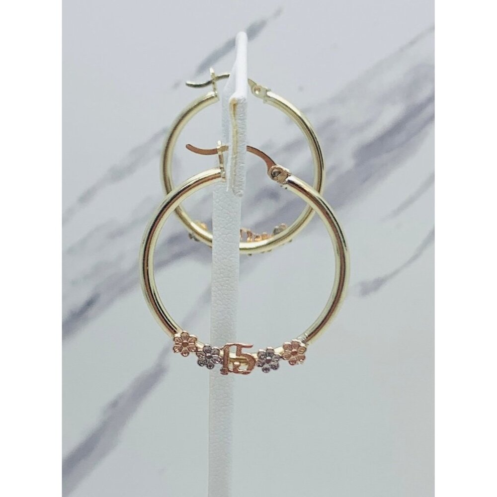 ❤️ Real 10k Gold Hoops  ❤️ quinceañera sweet 15